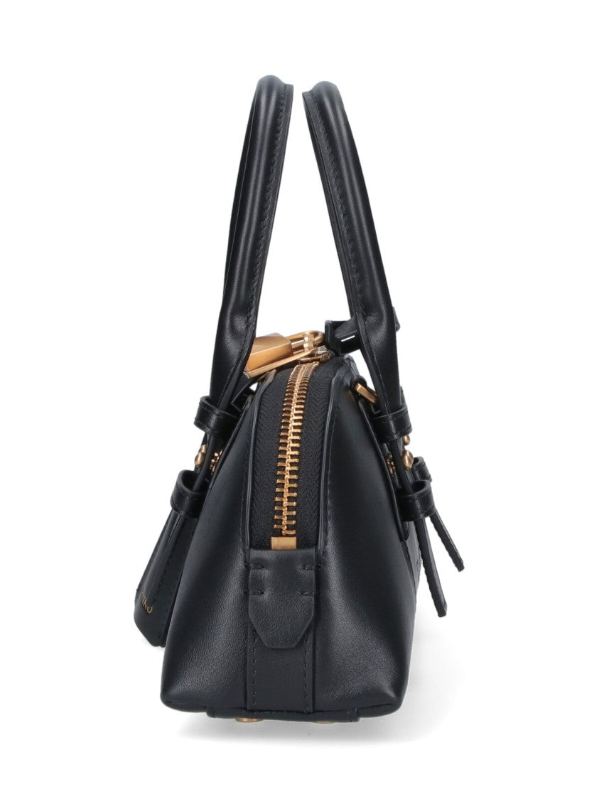 Pinko Structured Black Handbag With Detachable Shoulder Strap