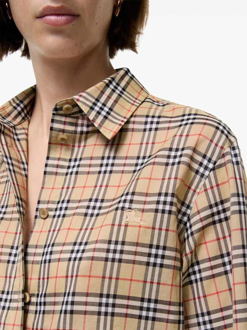 Burberry Check Pattern Pointed Collar Shirt