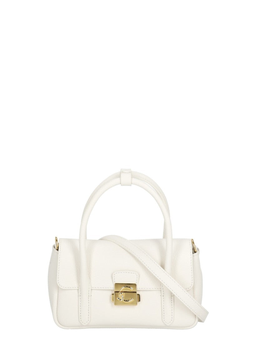 Coccinelle Ivory Leather C-Me Lock Mini Bag With Gold-Tone Accents