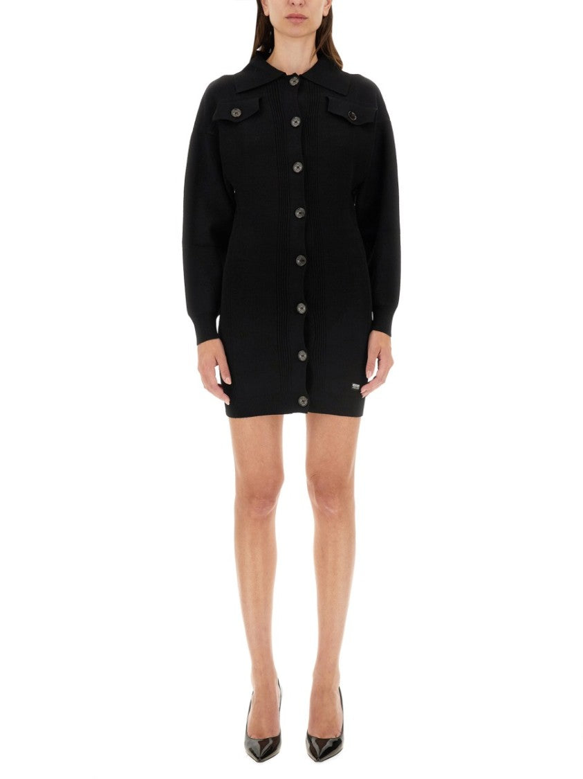 Moschino Ribbed Mini Dress With Button-Down Front