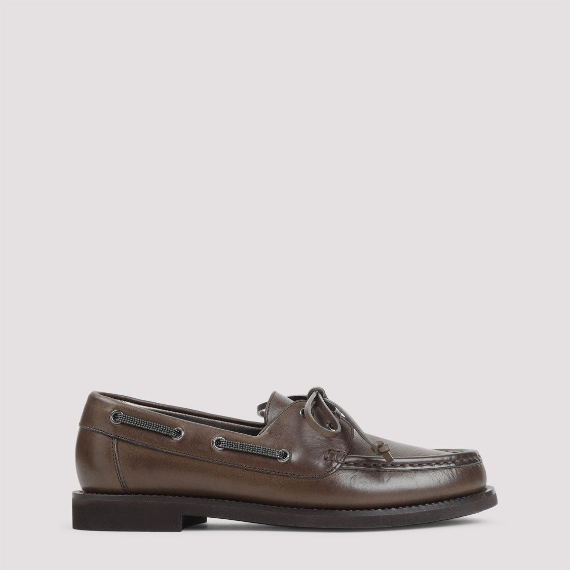 Brunello Cucinelli Raven Brown Leather Loafers