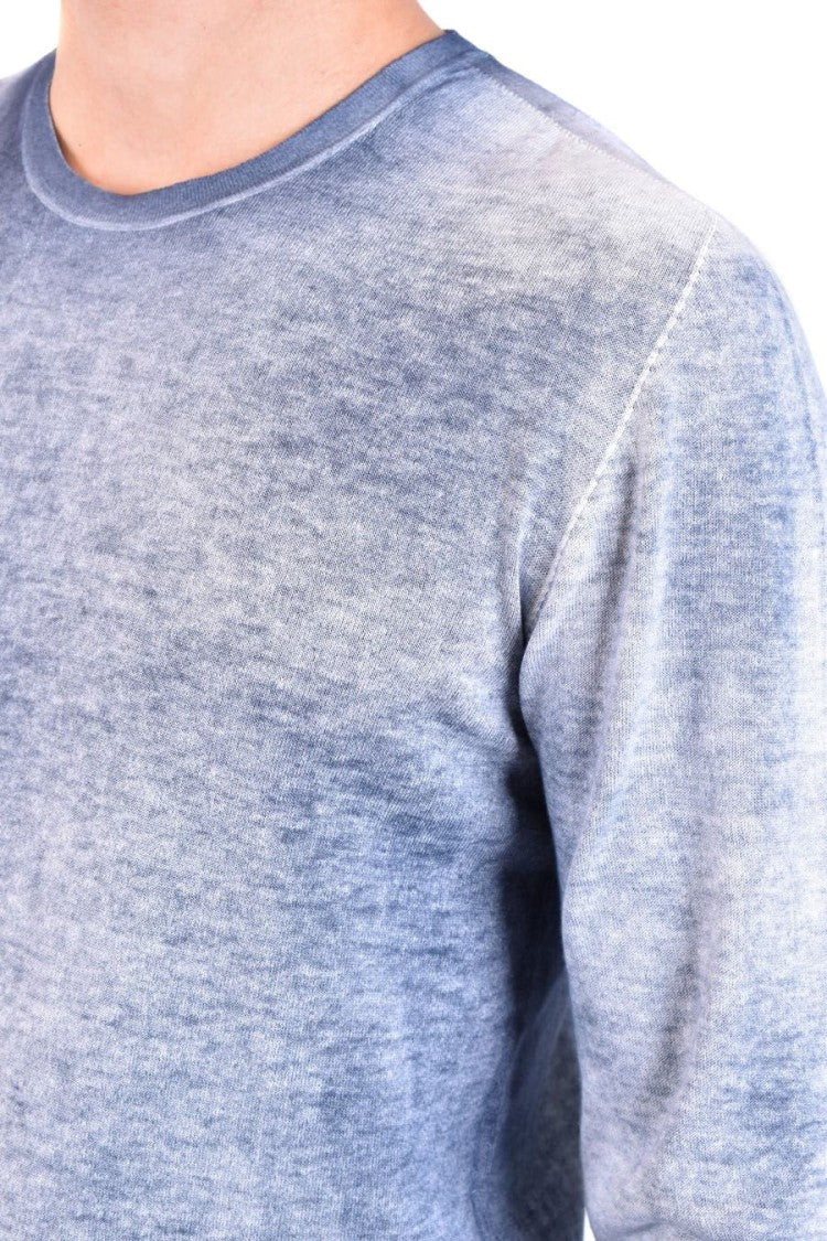 7.1 Heathered Blue Knitwear Classic Crew Neckline