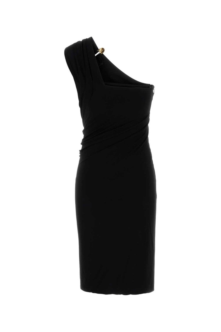 Versace Black Crepe One-Shoulder Dress