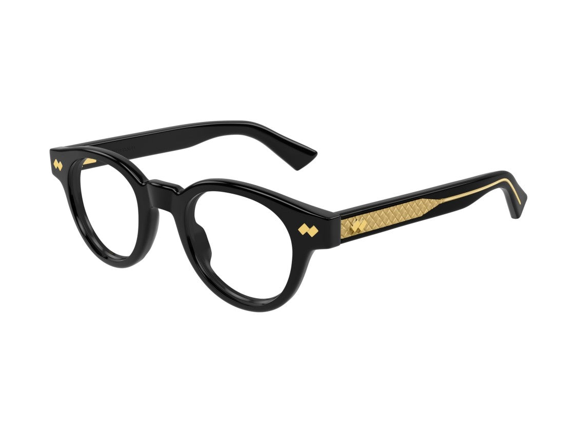 Bottega Veneta Gold Black Bv1443o Acetate Rounded Eyeglasses