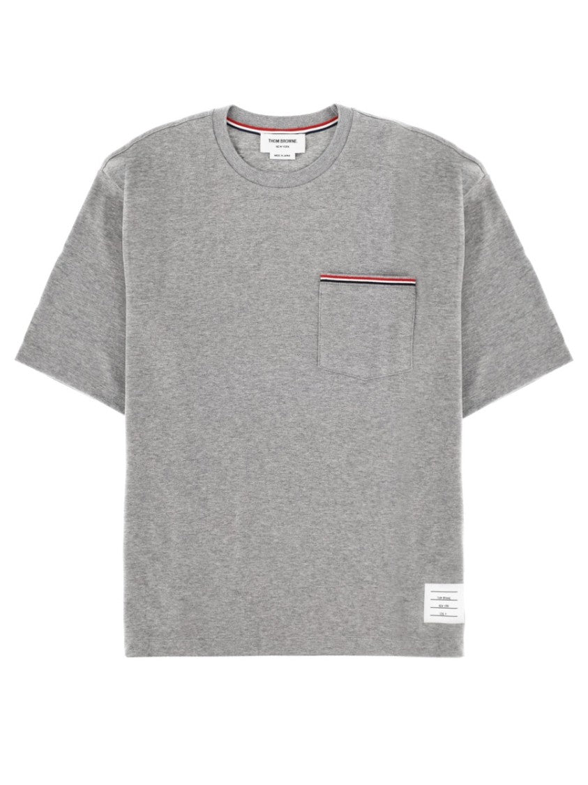 Thom Browne Grey Milan Striped Trim T-Shirt