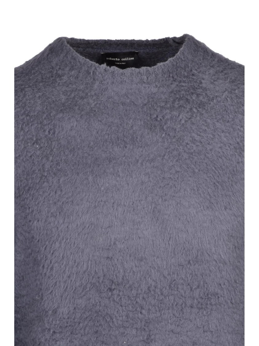 Roberto Collina Heathered Grey Ribbed Cotton-Blend Crewneck Sweater