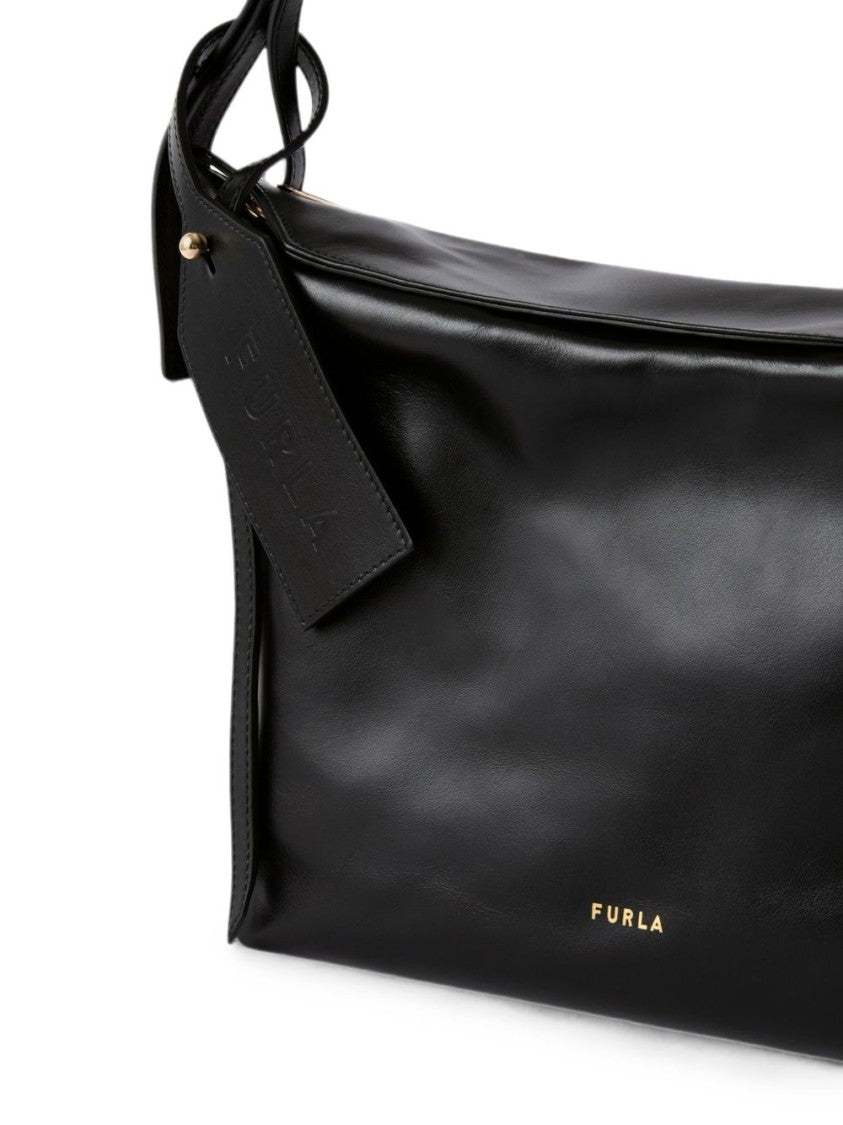 Furla Black Ginevra M Shoulder Bag Logo Engraving Bag