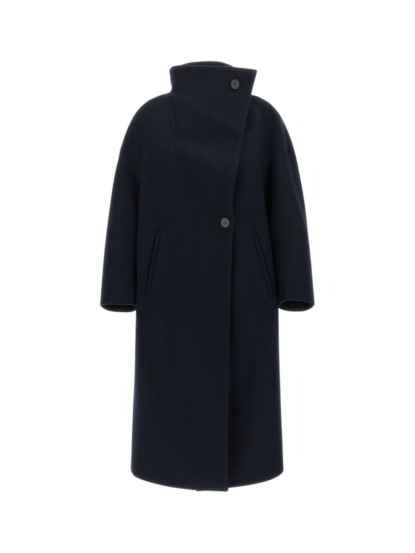 Tela Oversized Cocoon Coat With Asymmetrical High Neck