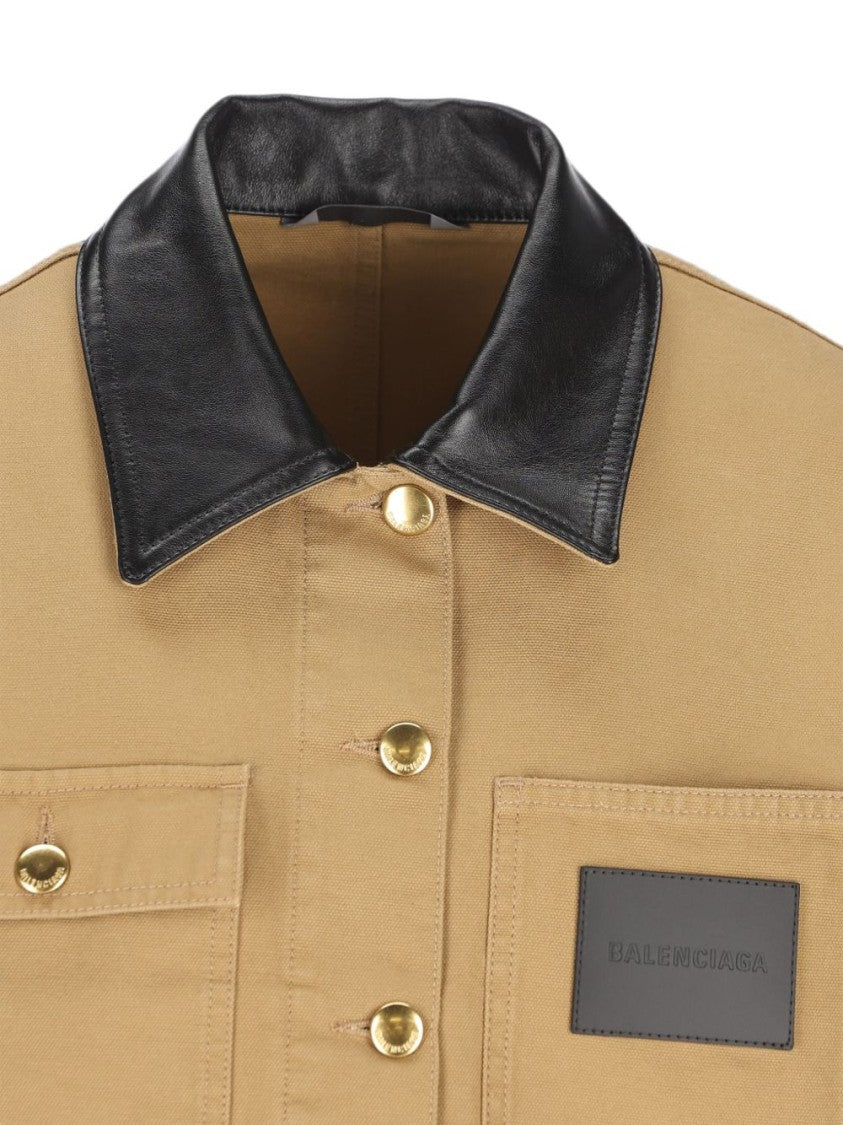 Balenciaga Structured Cropped Jacket With Leather Collar