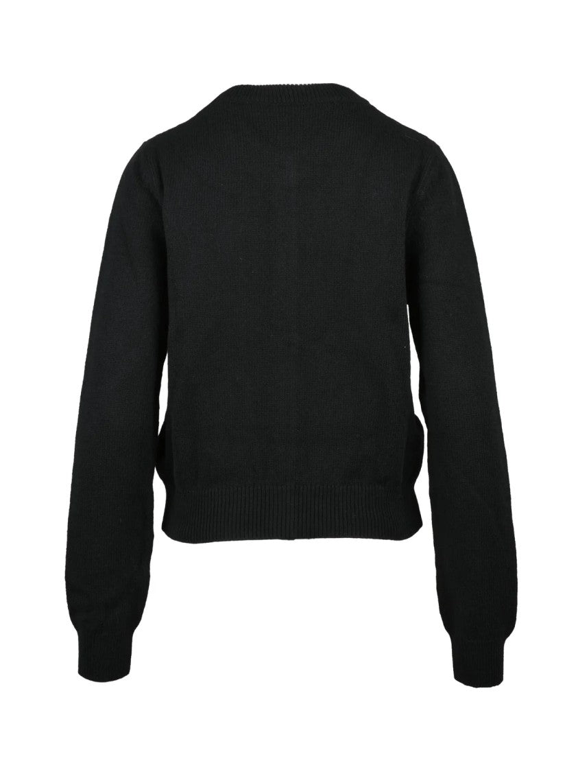Palm Angels Black Wool-Blend Cropped Cardigan