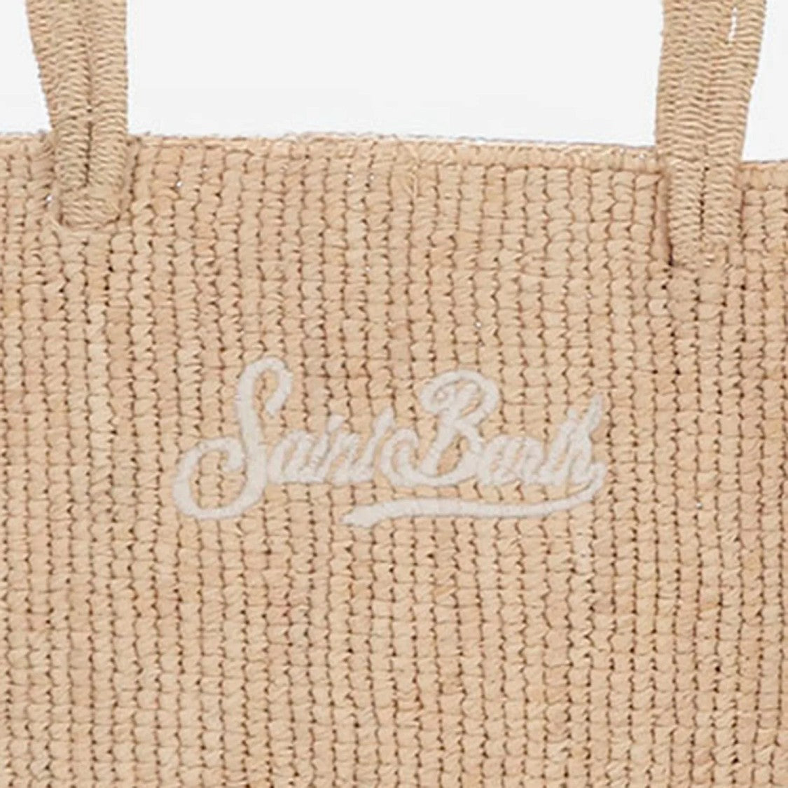 Mc2 Saint Barth Natural Woven Tote Bag With Embroidered Logo