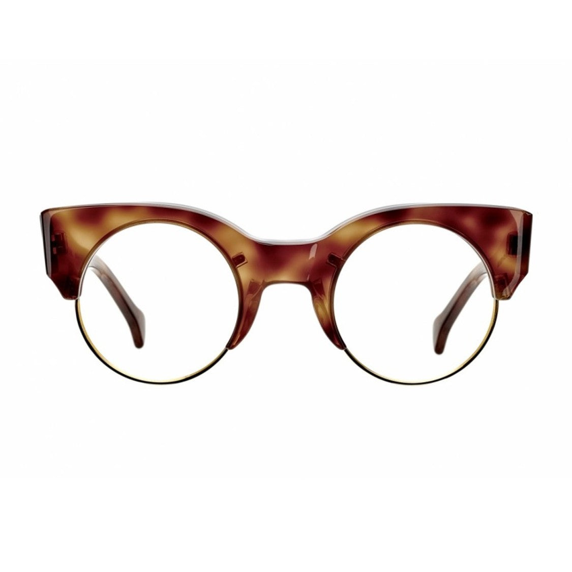Saturnino Tortoiseshell Earth Acetate Round Sunglasses