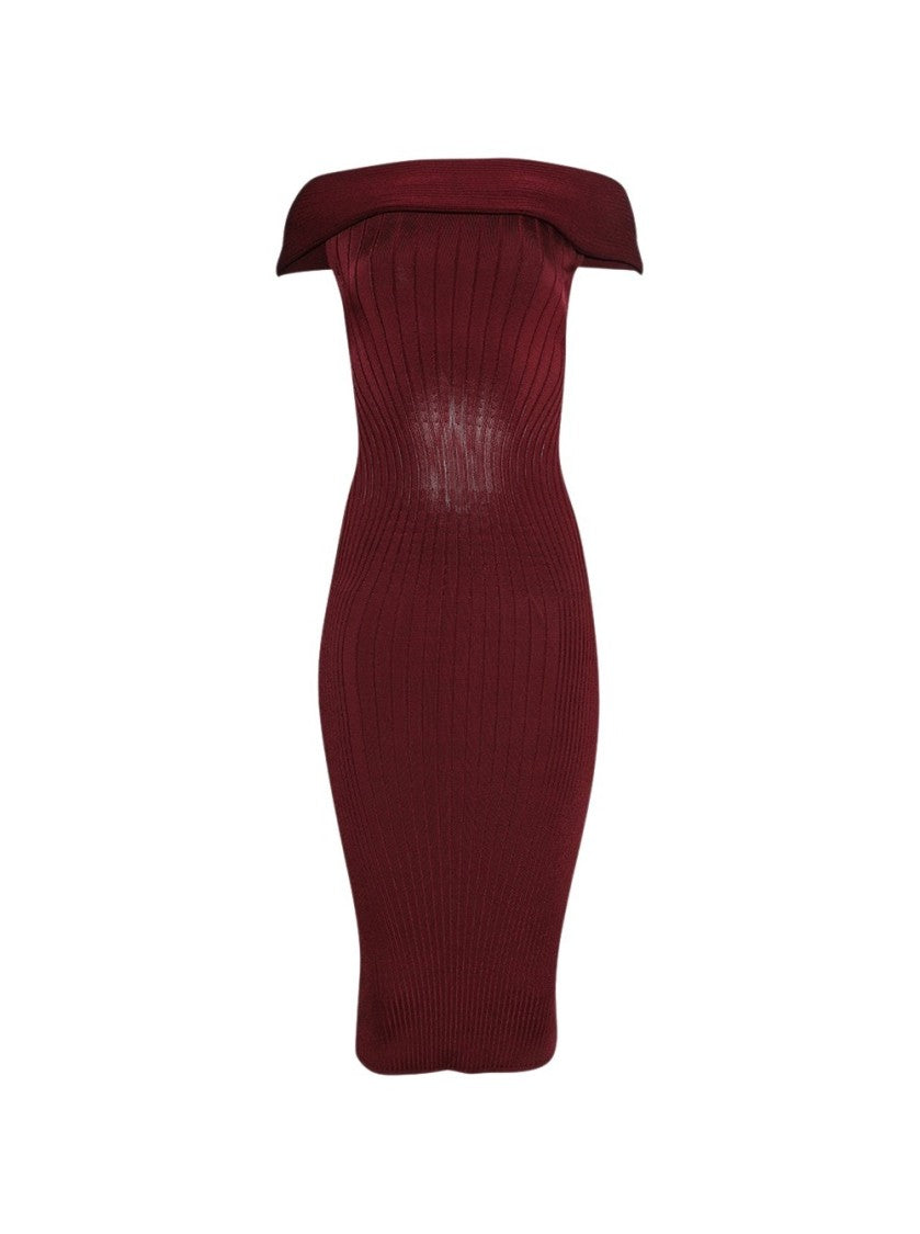 Mugler Off-Shoulder Sculpting Dress