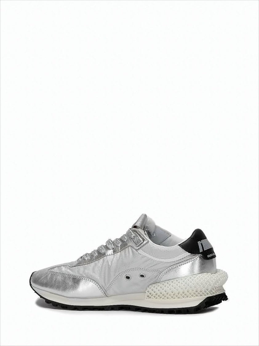 Golden Goose Metallic Silver Sneakers With Black Star Detailing