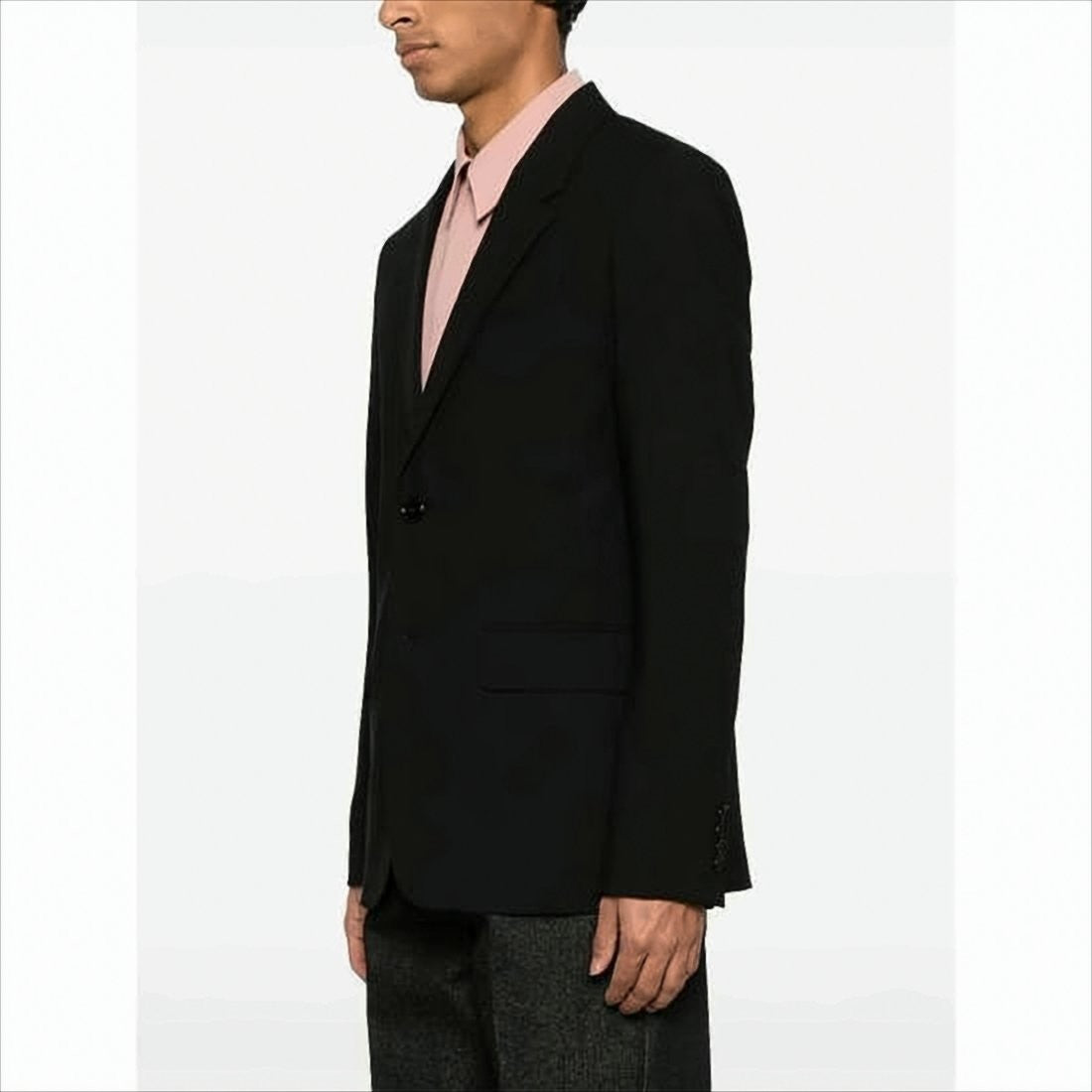 Ami Paris Classic Black Wool Suit Jacket With Tailored Fit