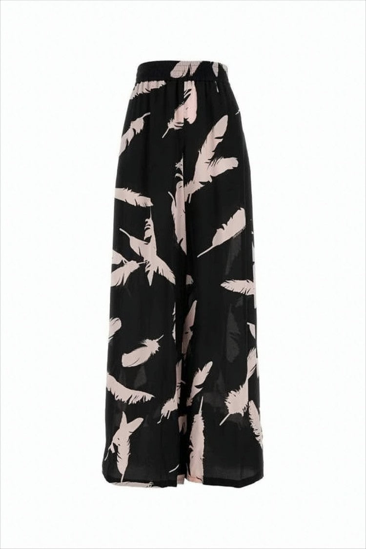 Alexander Mcqueen Wide-Leg Silk Shorts With Feather Print
