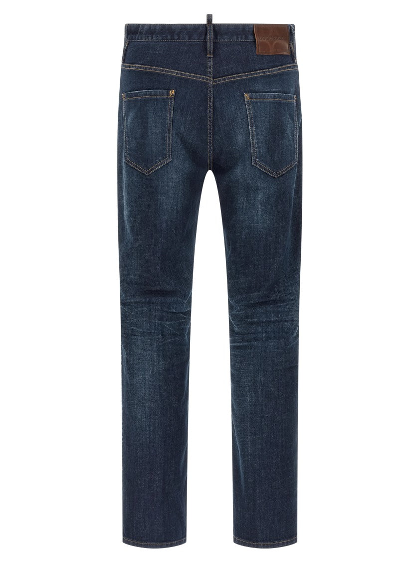 Dsquared2 Tight Leg Cotton Denim Jeans With Used-Effect Wash