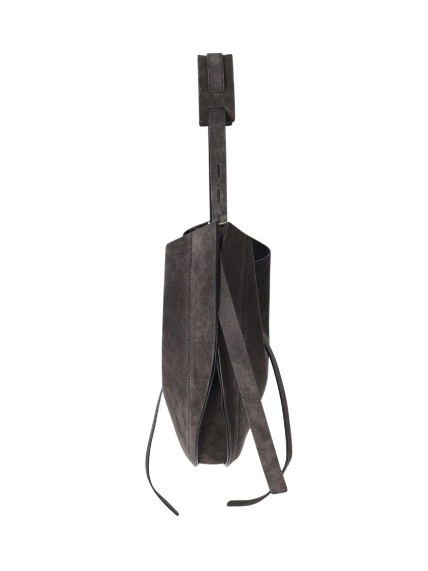 Minobossi Brown Liz Calfskin Suede Top-Handle Shoulder Bag