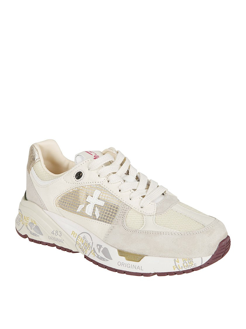 Premiata Front Lace-Up Sneakers With Padded Ankle And Graphic Sole