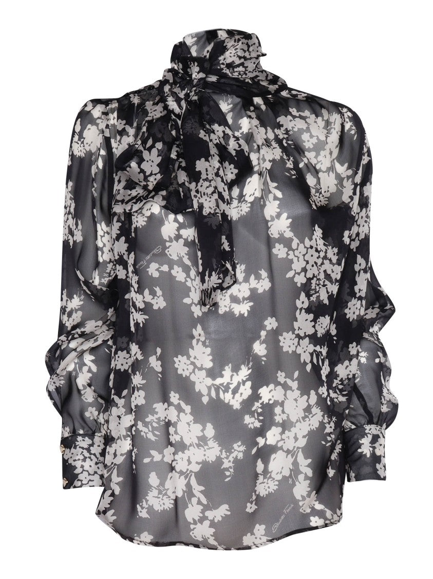 Elisabetta Franchi Transparent Black Silk Blouse