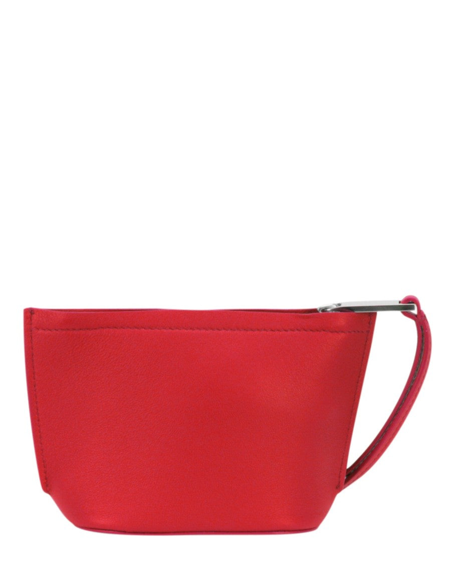 Ferragamo Pebbled Leather Micro Logo Pouch With Extended Strap