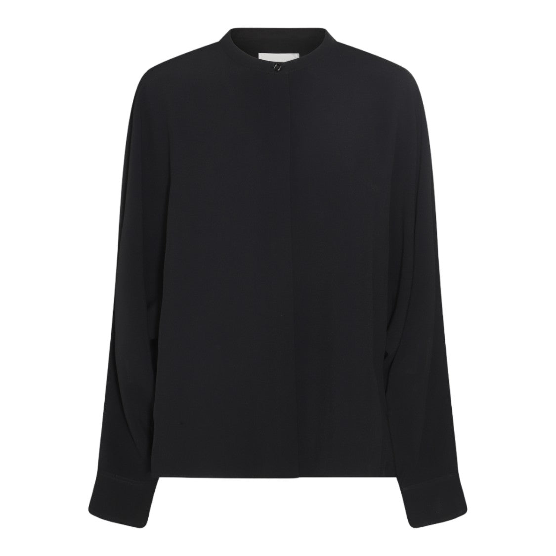 Jil Sander Collarless Black Shirt With Concealed Buttons