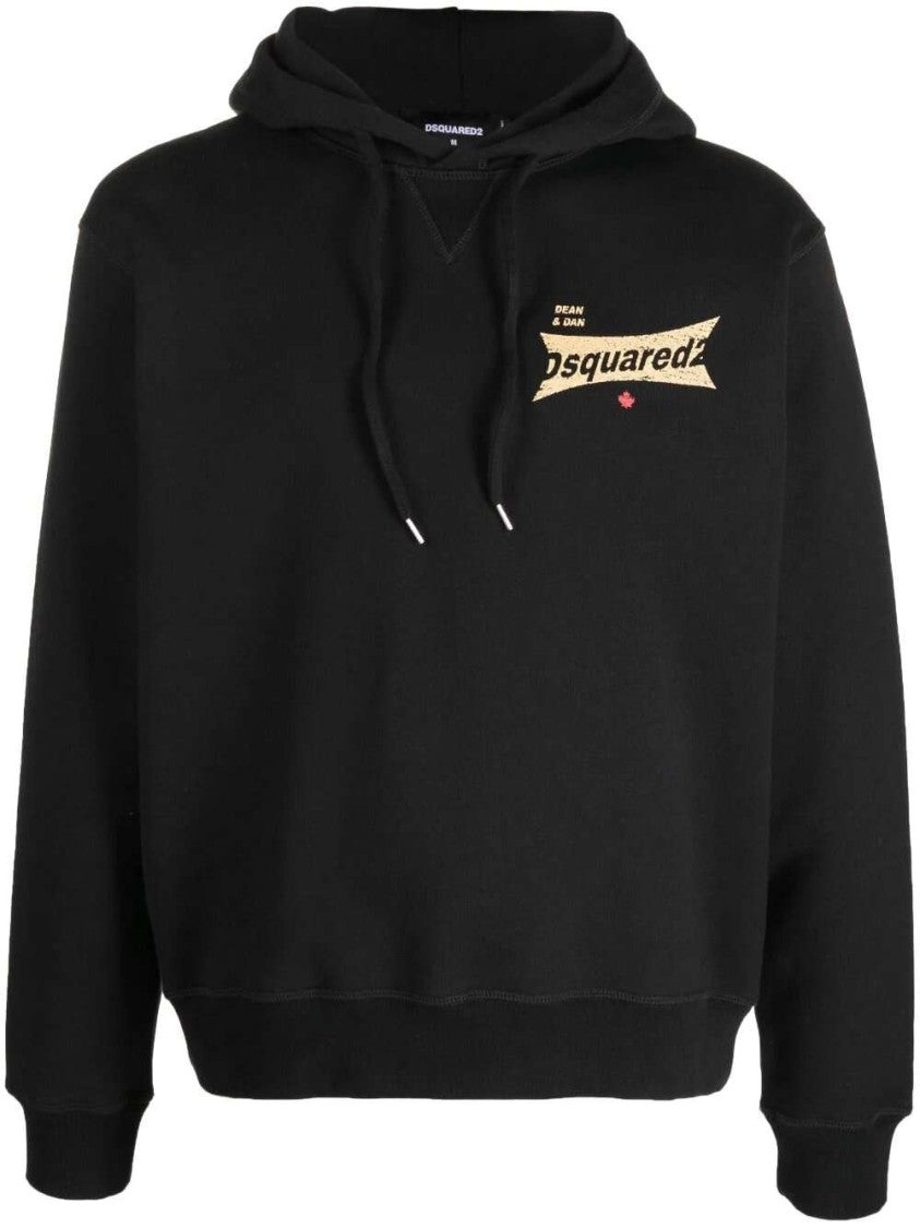 Dsquared2 Logo-Print Black Cotton Hoodie