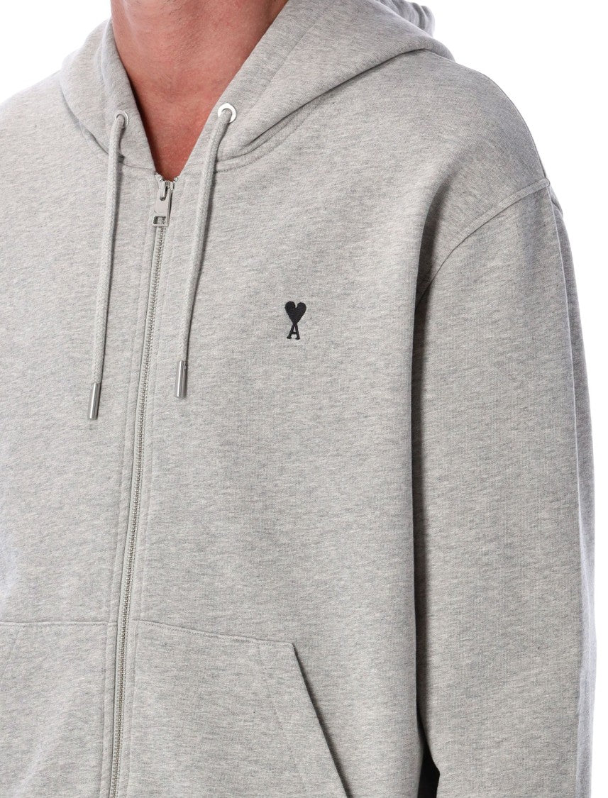 Ami Paris Ami De Coeur Cotton Zip Hoodie