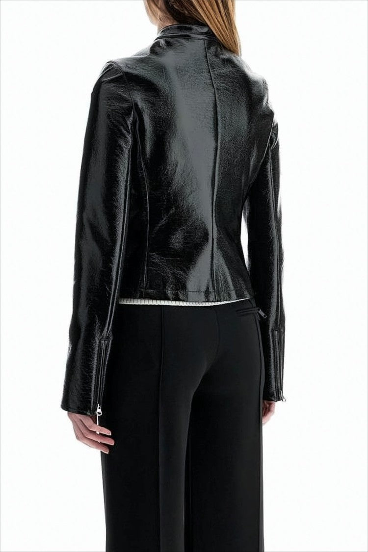 Courrèges Black Leather-Like Jacket