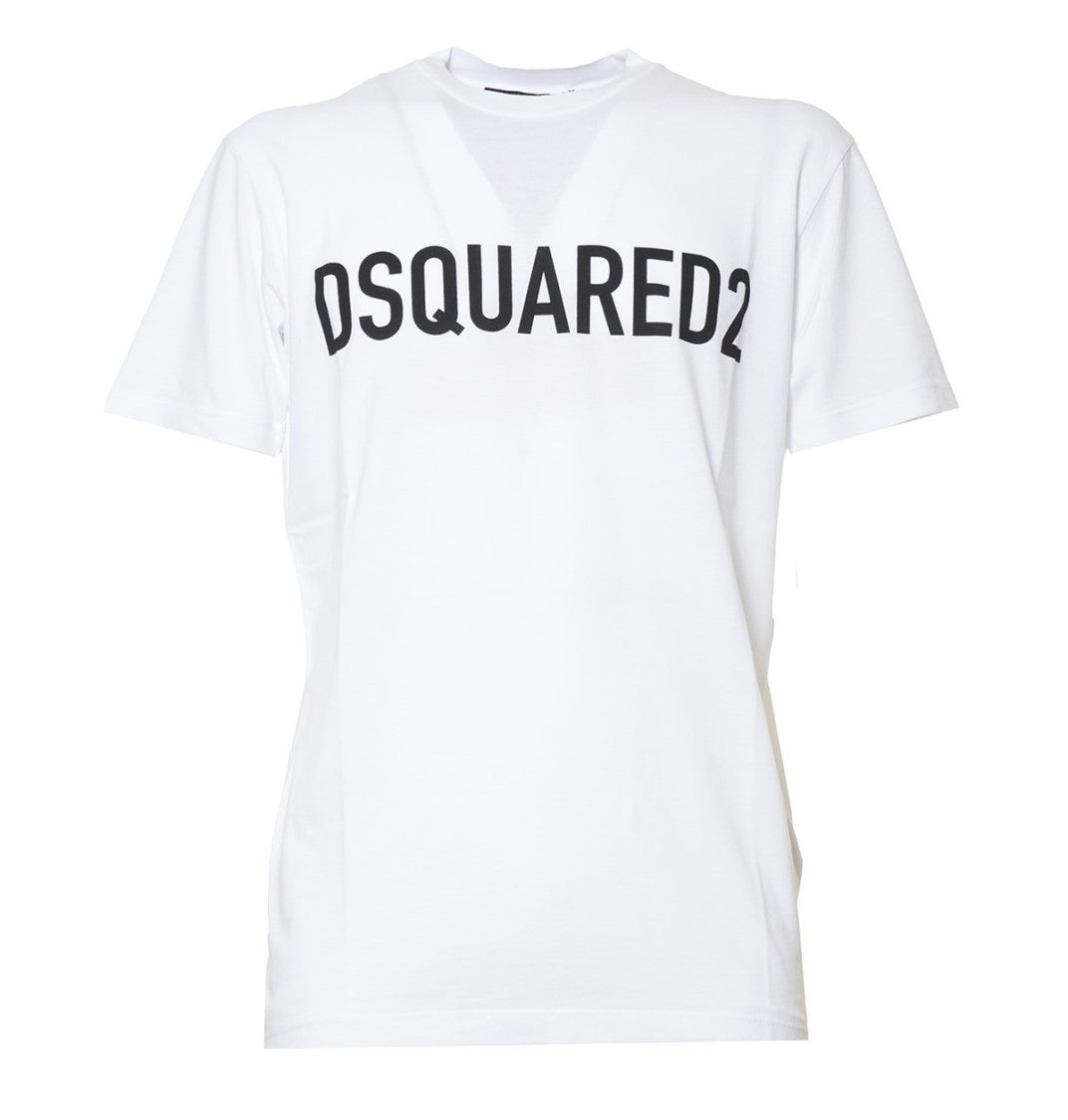 Dsquared2 White Cotton Cool T-Shirt With Logo Print