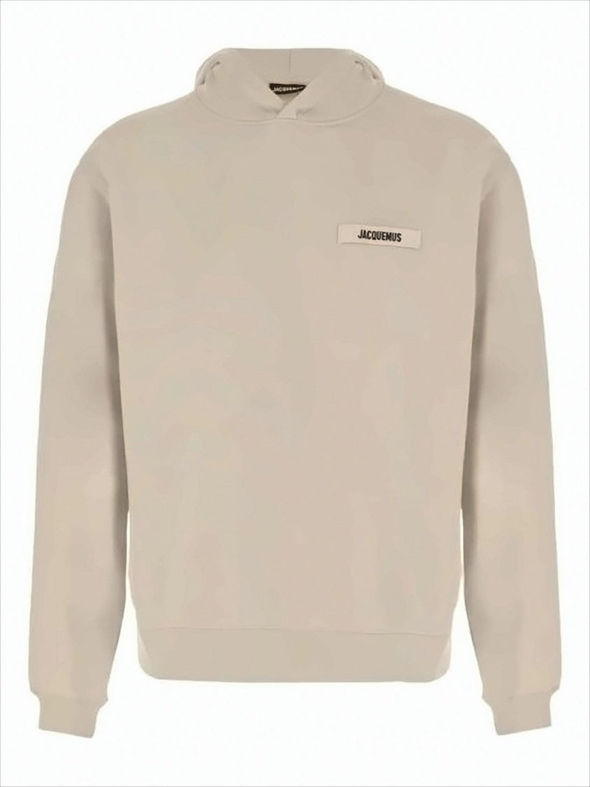 Jacquemus Relaxed Fit Cotton Hoodie With Subtle Patch Detail