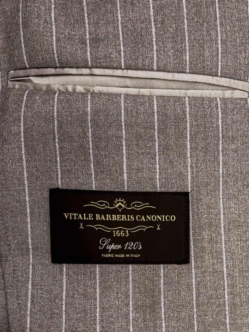 Franzese Collection Double-Breasted Grey Pinstriped Suit