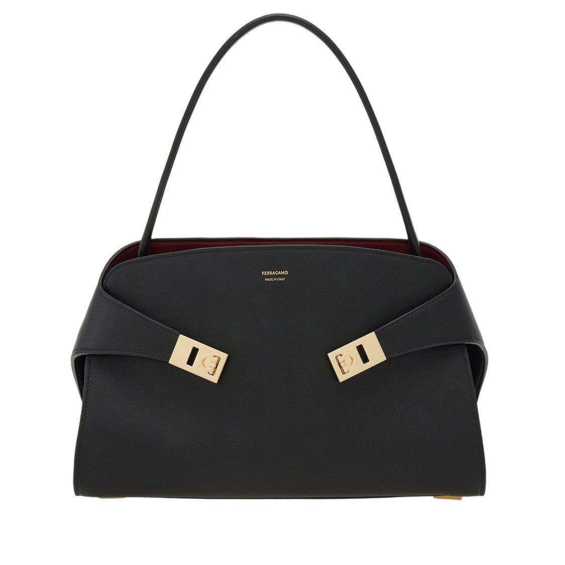 Salvatore Ferragamo Structured Leather Handbag With Gold-Tone Accents