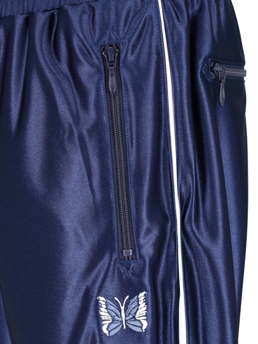 Needles Blue Cropped Relaxed Butterfly Embroidered Trousers