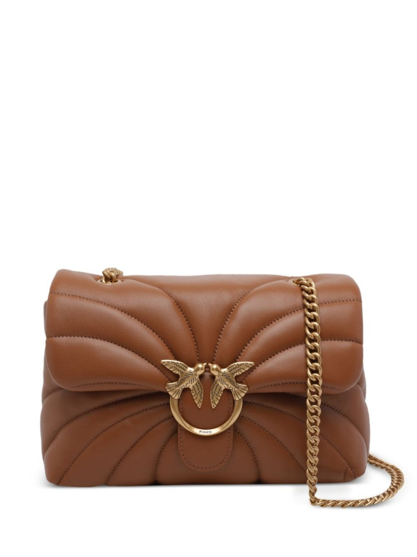 Pinko Brown Quilted Gold-Tone Clutch