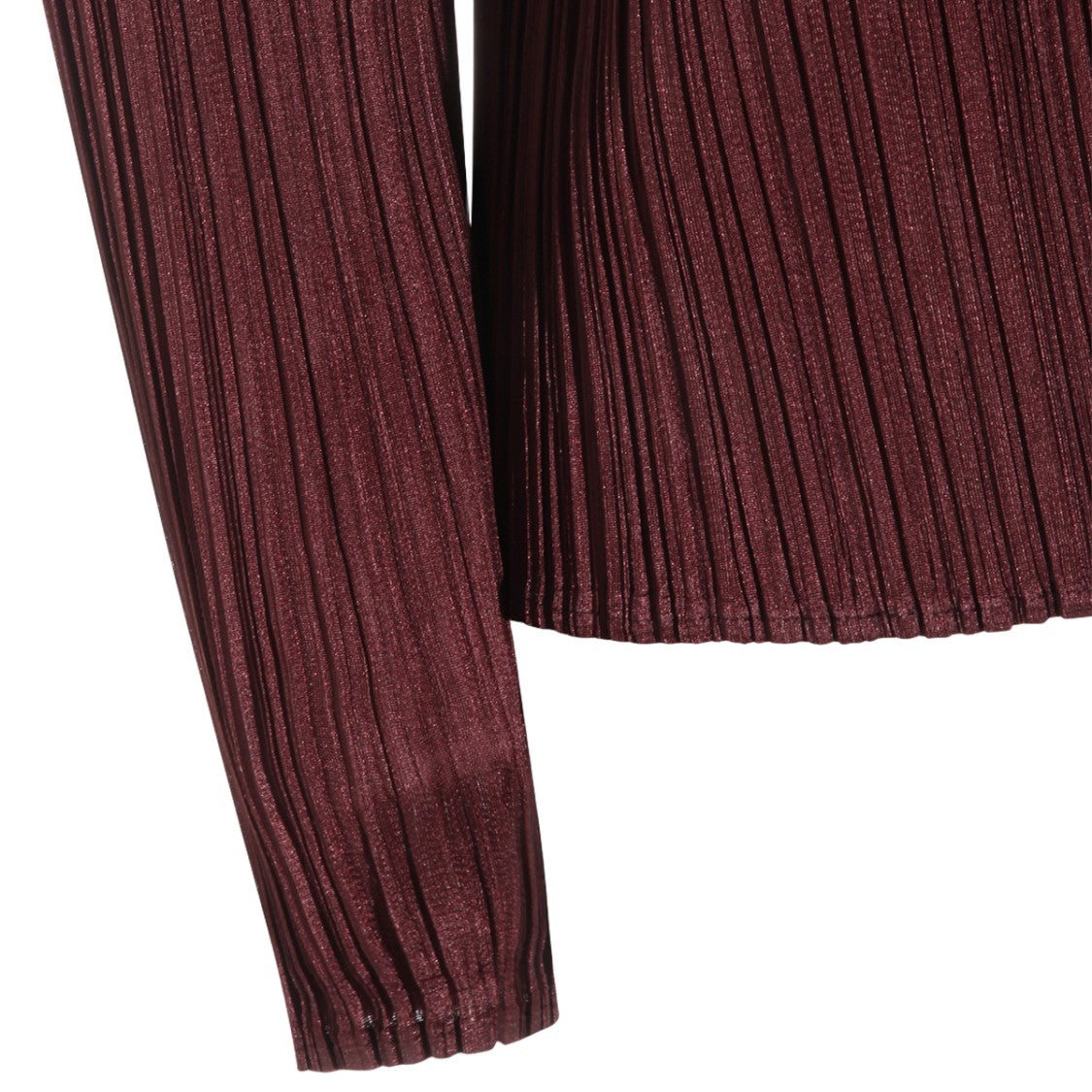 Issey Miyake Pleats Please Bordeaux Pleated Top With Long Sleeves