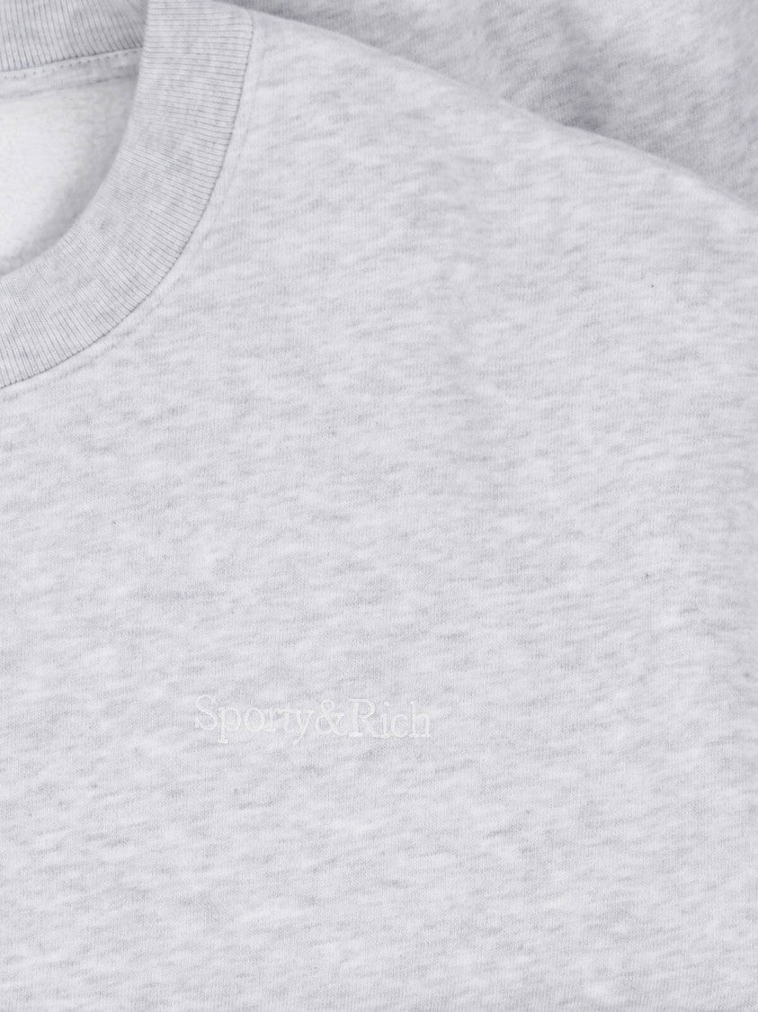 Sporty And Rich Heather Grey Crew Neck Cotton-Blend Sweatshirt
