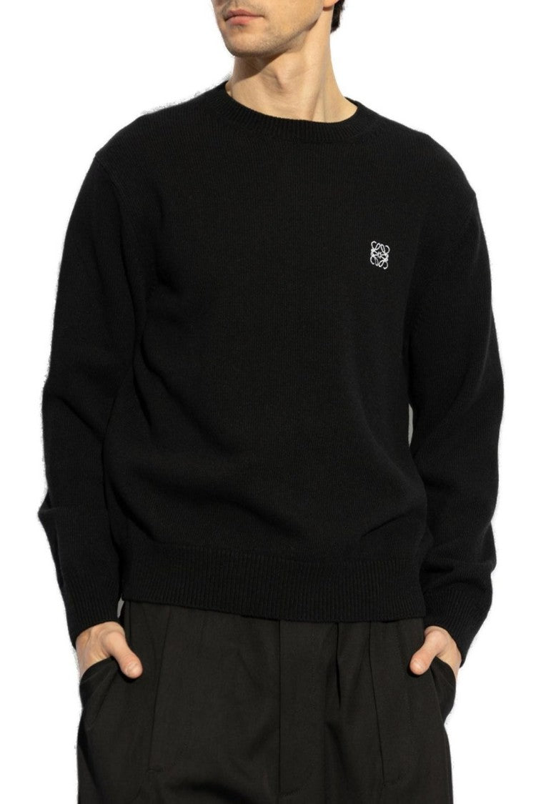 Loewe Crew Neck Wool Sweater With Subtle Logo Embroidery
