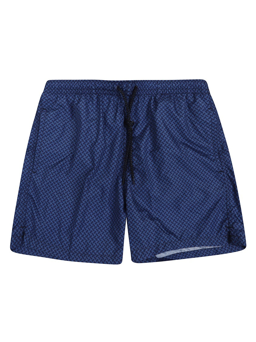 Drumohr Blue Geometric Print Swim Shorts