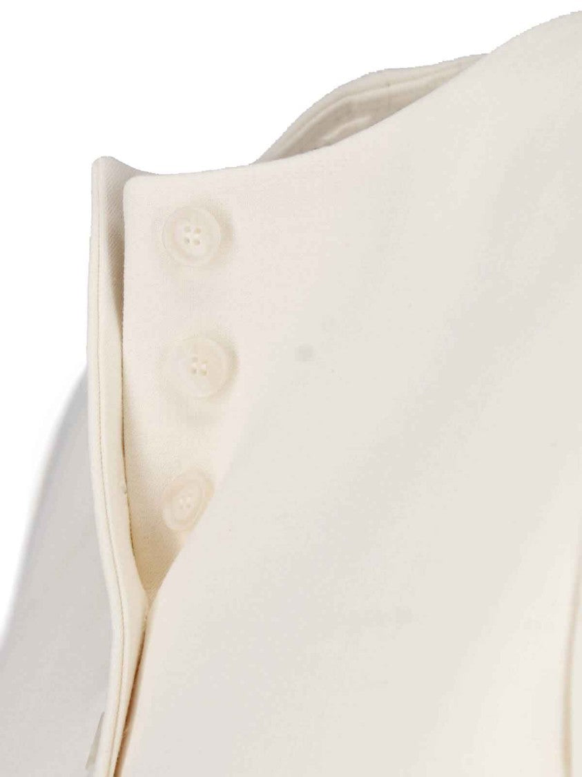 Almada Cropped Cream Jacket With Round Neckline And Button Closure