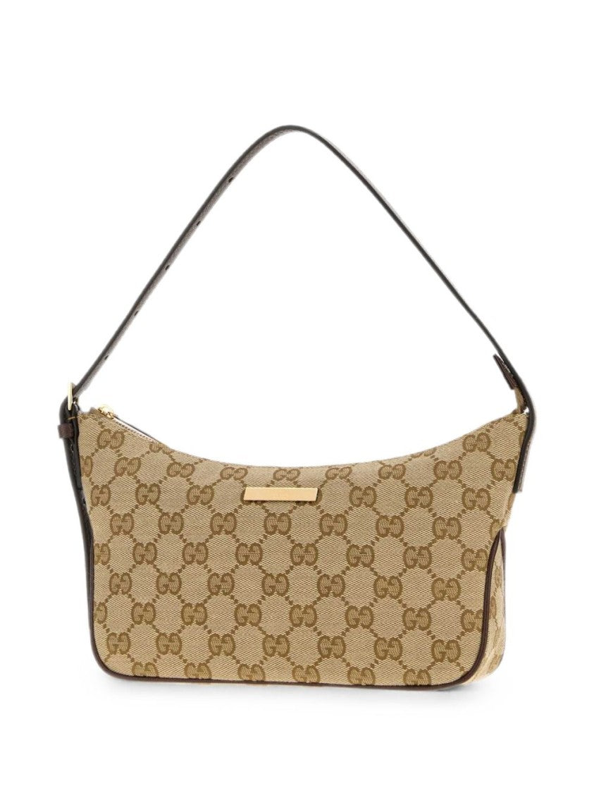 Gucci Rectangular Leather-Trimmed Monogram Shoulder Bag