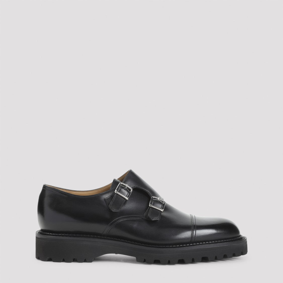John Lobb Almond Toe Leather Shoes With Dual Buckle Straps