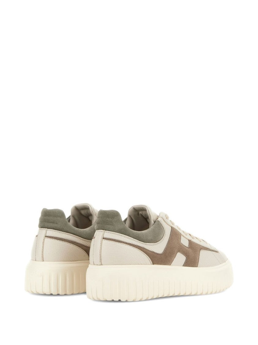 Hogan Beige And Brown H-Stripes Low-Top Sneakers