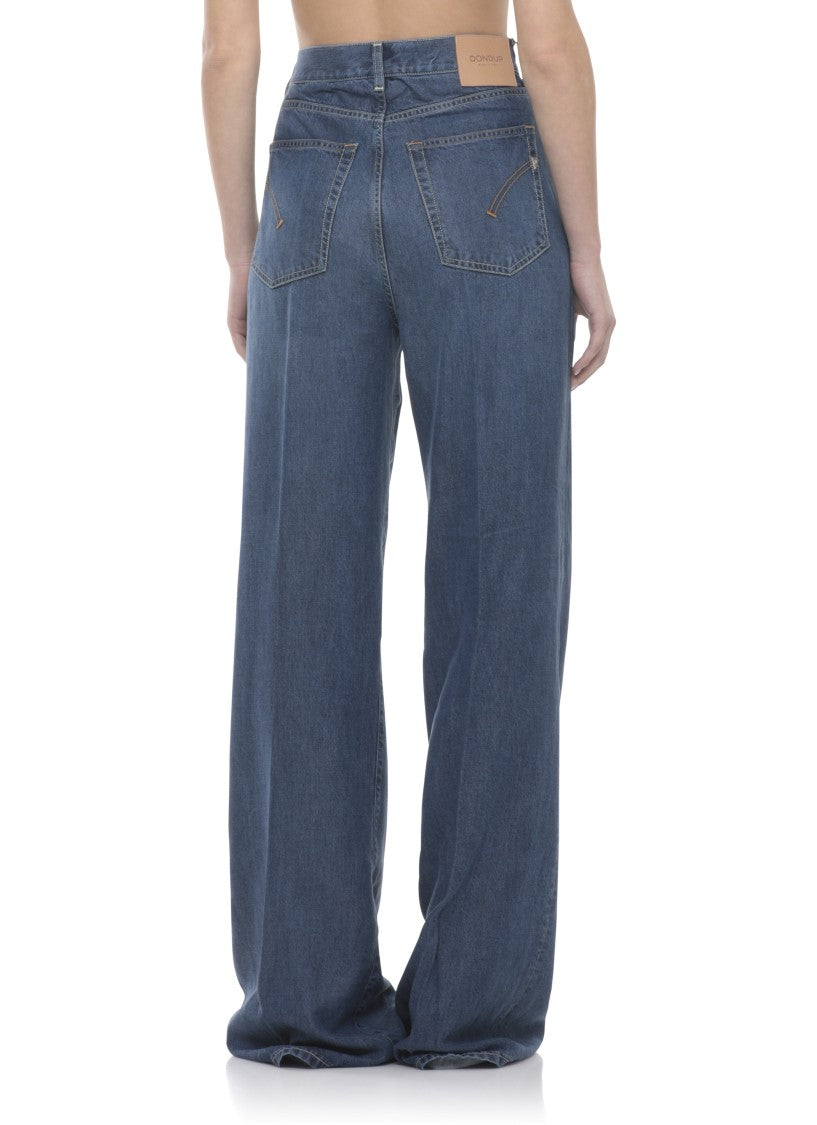 Dondup Blue Amber Leather Tab Denim Jeans