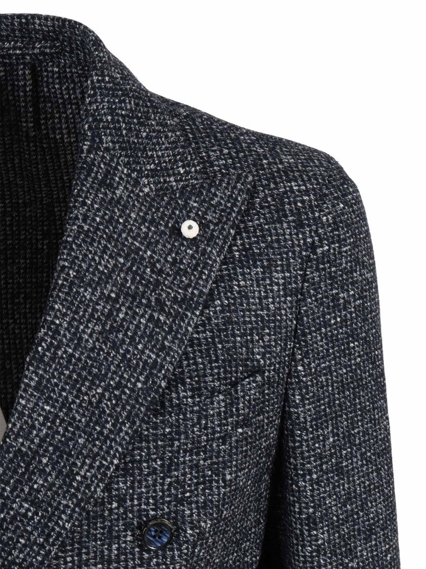 Brando-Lubiam Textured Knit Double-Breasted Jacket With Wide Lapels