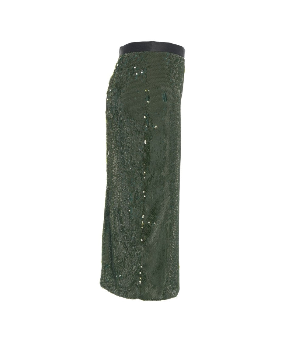 Jucca High-Waisted Green Pencil Skirt With All-Over Sequins
