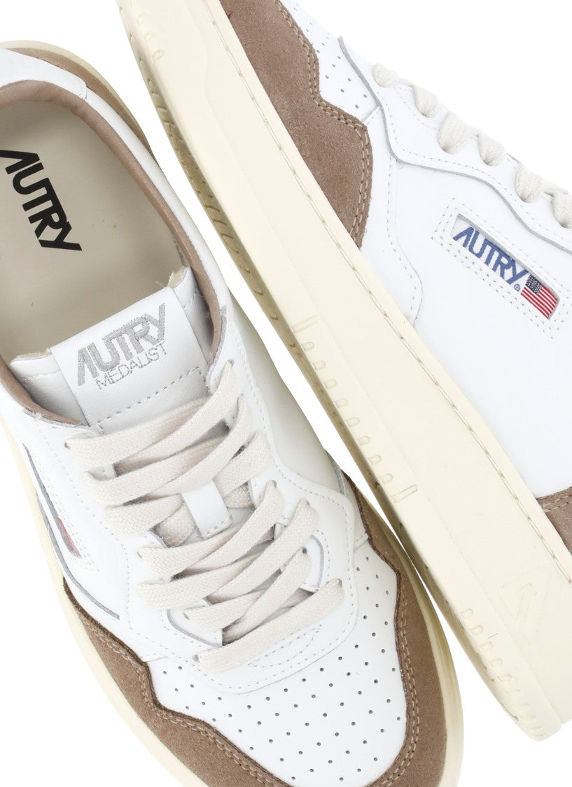 Autry White Medalist Low Leather-Blend Sneakers