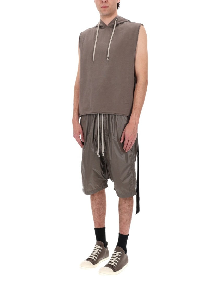 Drkshdw By Rick Owens Sleeveless Tunic Long Strap Hoodie Top
