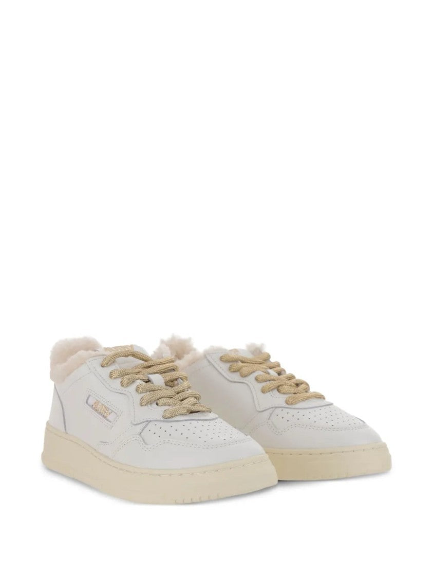 Autry Medalist Shearling-Trimmed Leather Sneakers