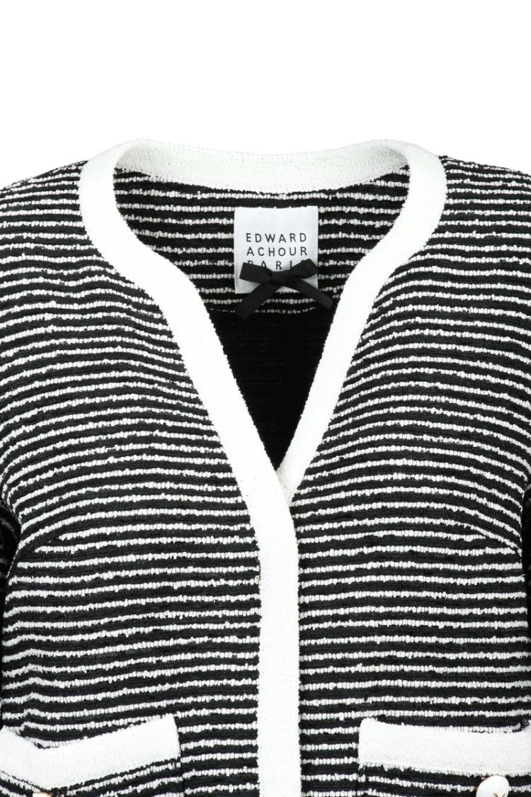 Edward Achour Blazer Jacket Wool Polyester - Black/White